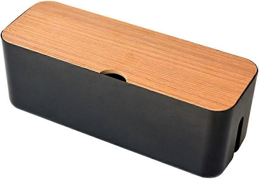 Cable Storage Box - Cable management solution for storage extension - Electrical cable organizer for desk, TV, computer and USB hub system, Black