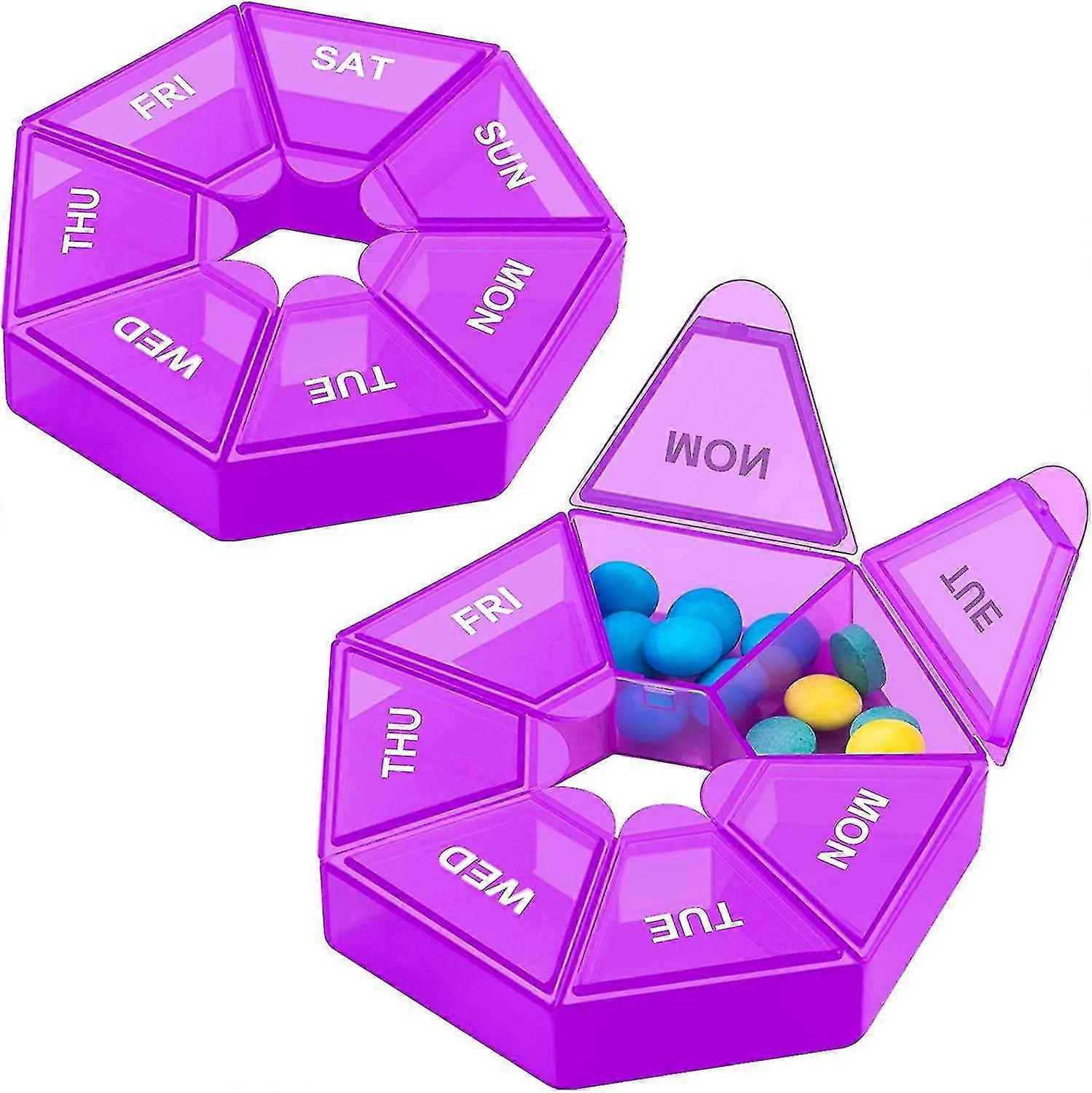 2pcs Portable Weekly Pill Box Organiser