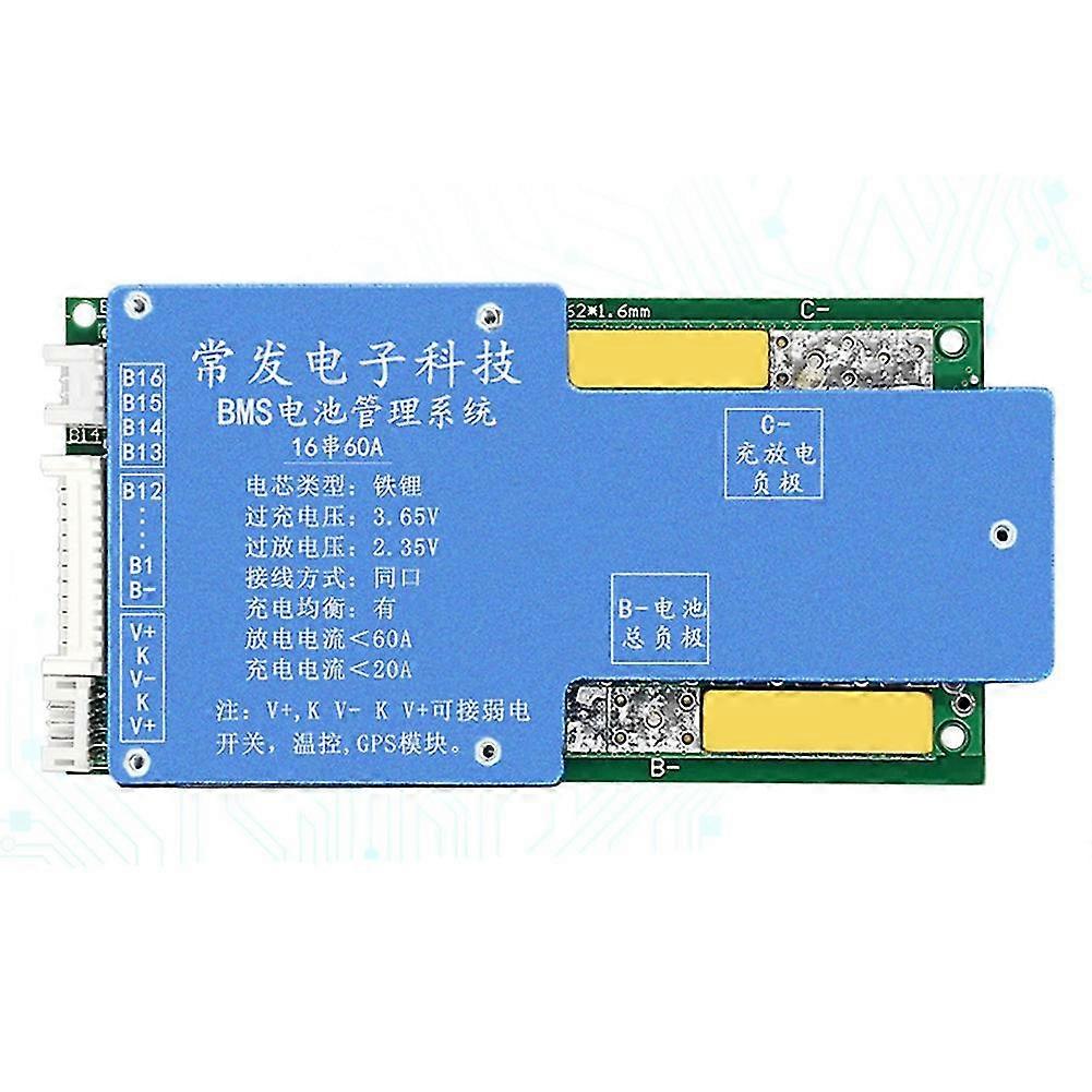 16s 48v Lifepo4 bms akun suojauskortti sama portti tasauslämpötilan säädön ylilataussuojalla (60a)