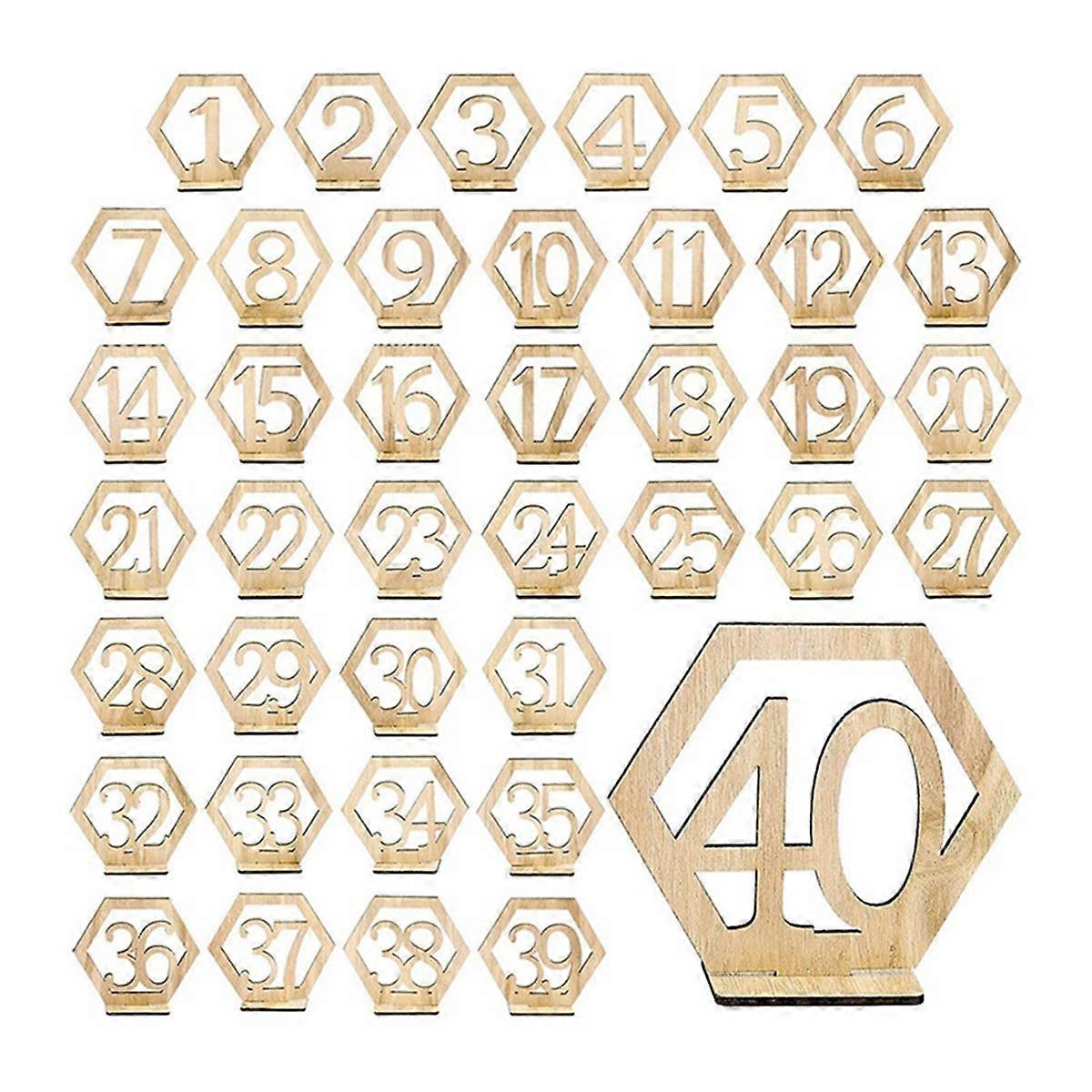 1-40 Wedding Wooden Table Number Sign Wooden Bar Cafe Number Table Sign Seat Number Plate Wedding P