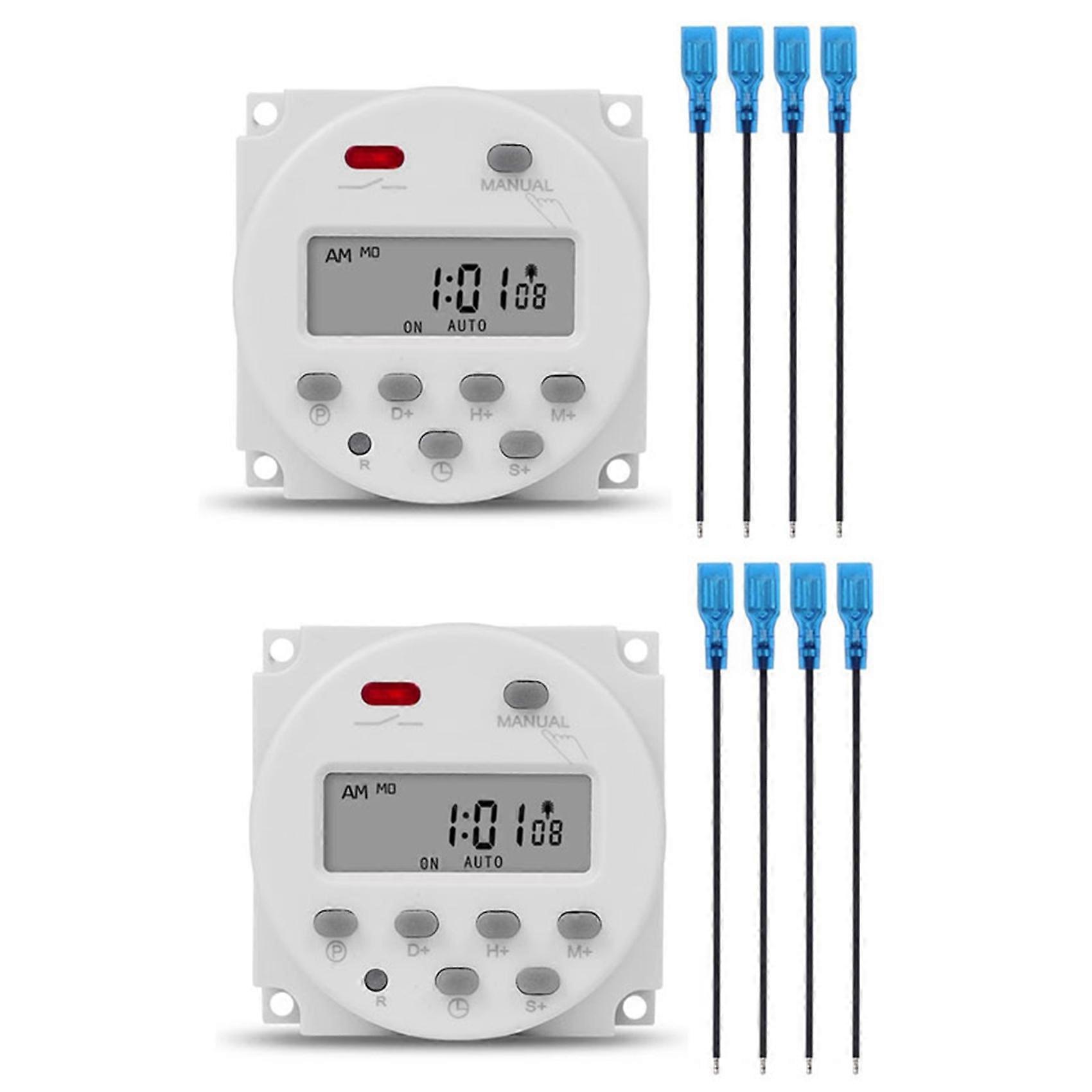 2X SINOTIMER 1 Second Interval 12V Digital LCD Timer Switch 7 Days Weekly Programmable Time Relay P