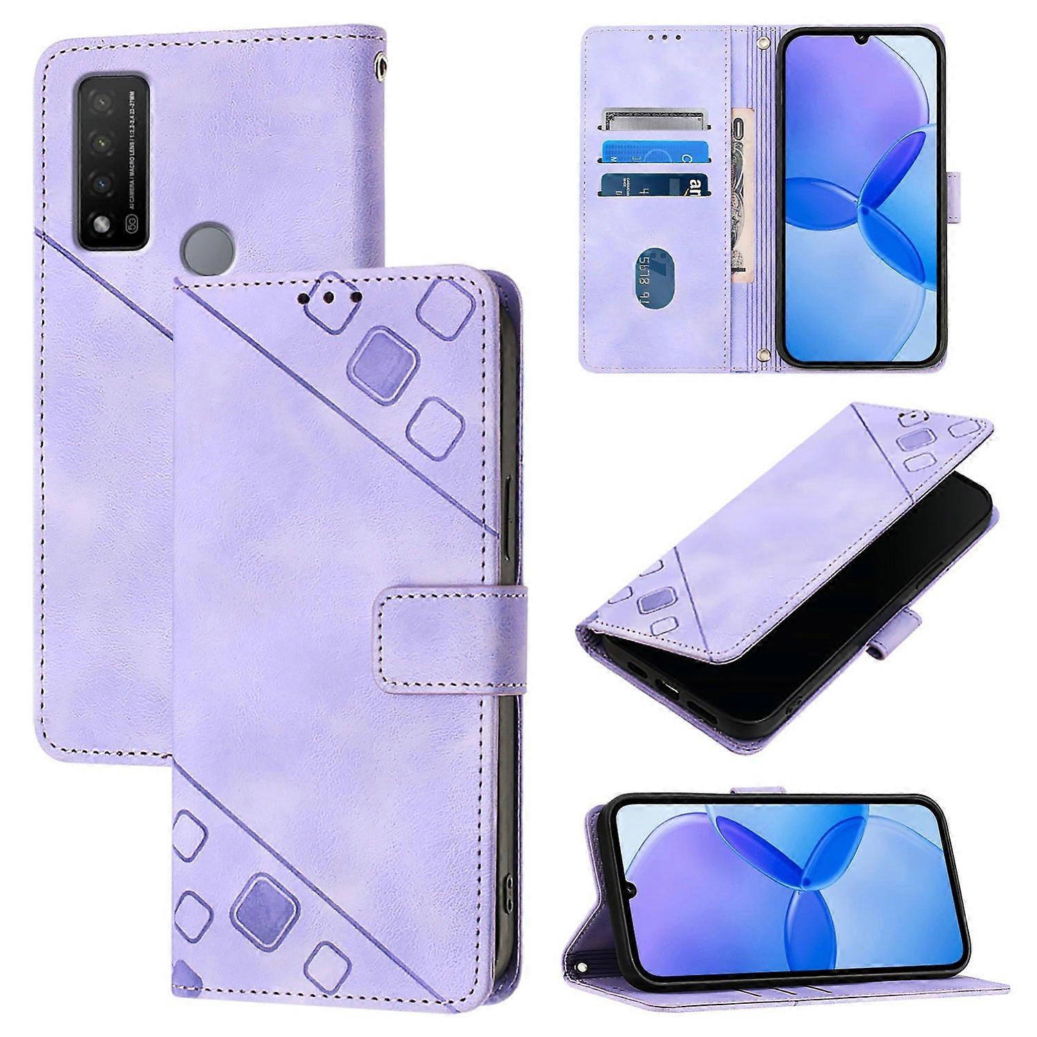 Embossed Leather Case For TCL 20 R 5G