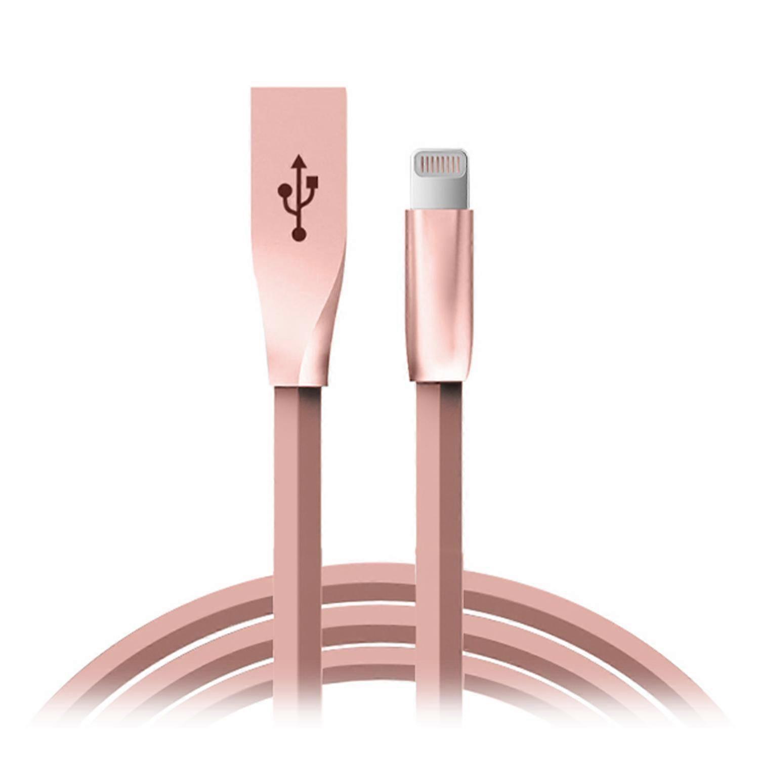 Spring Zinc Alloy Lightning to USB Sync and Charge Cable - 1 Meter, Rose Gold
