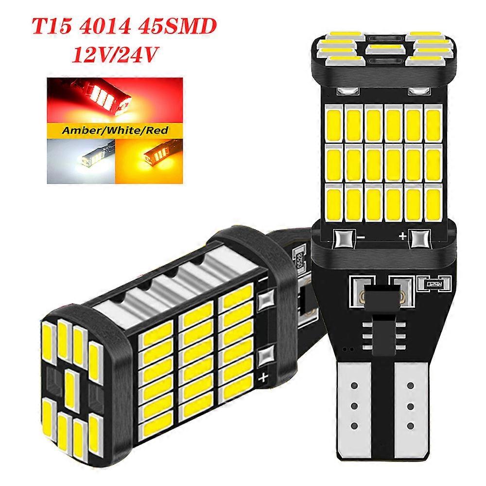 2pcs 921 912 T15 LED W16W T16 Canbus Bulb 45SMD Turn Signal Reverse Backup Brake car light Bulbs Auto Lamp 12V 24V White Amber