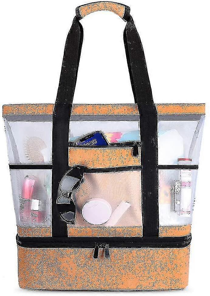 Mesh Beach Tote Bag With Detachable Insulated Er Bag,lar Tote Bag-