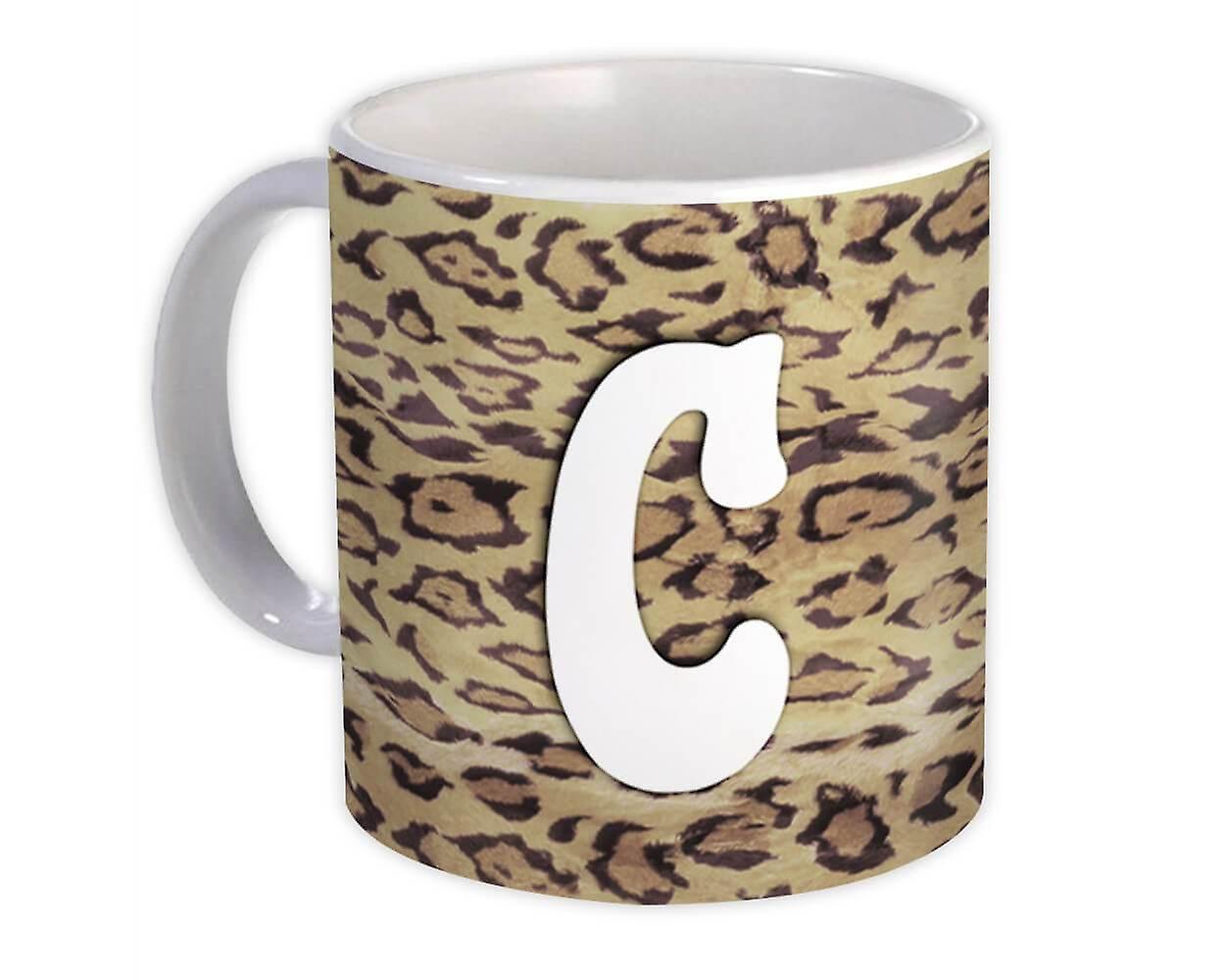 هدية القدح: مونوغرام حرف C الفهد