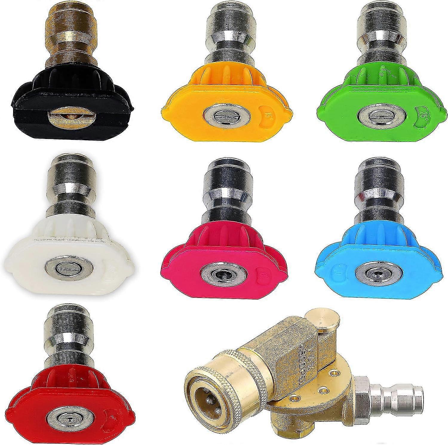 Pressure Washer Accessory Kit - 7 Power Washer Tips, Quick Connect - 1/4", 4500 Psi - 8 Pack
