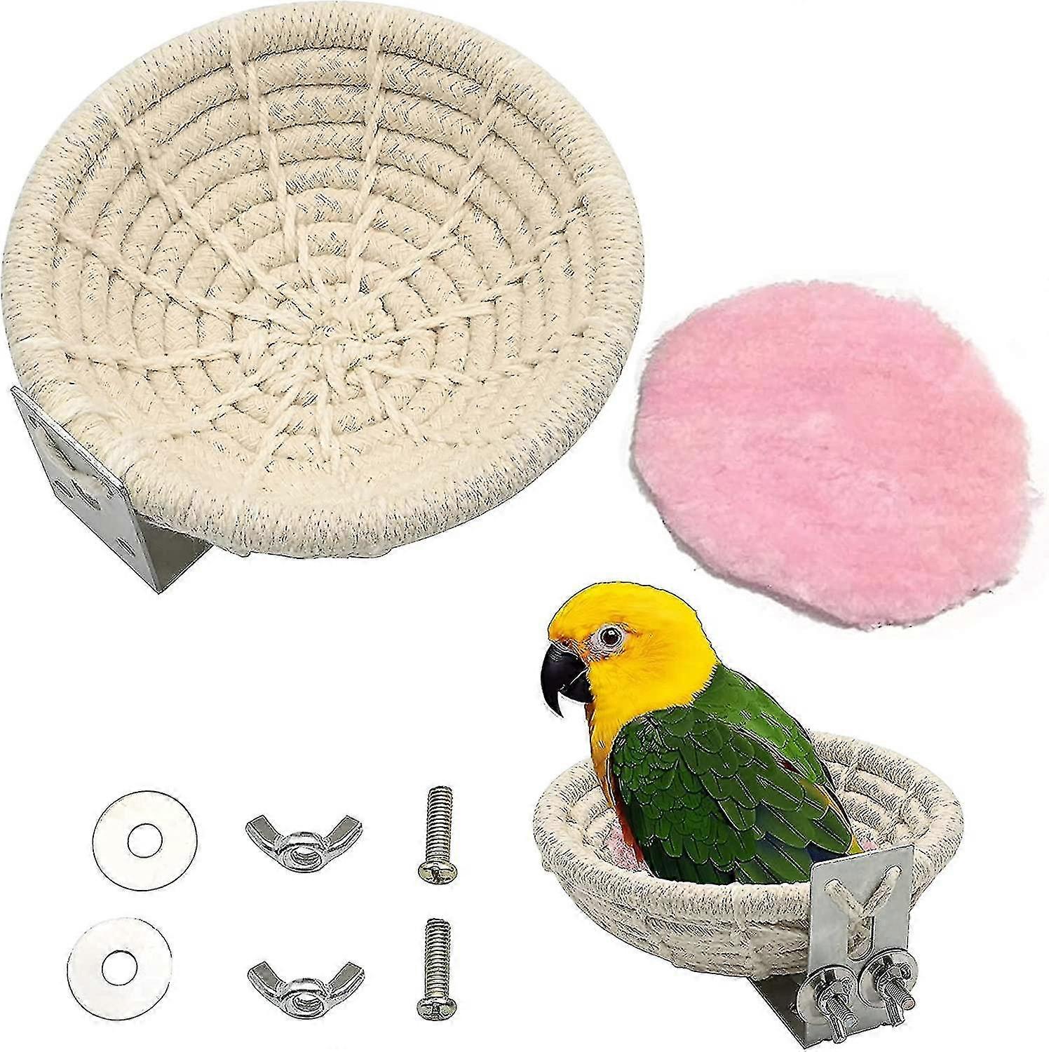 Bird Nest Cotton Rope, Parakeet Breeding Nest Handmade Winter Warm, Bird Nest For Cages Budgie Parrots That Perch, With Soft Cushions