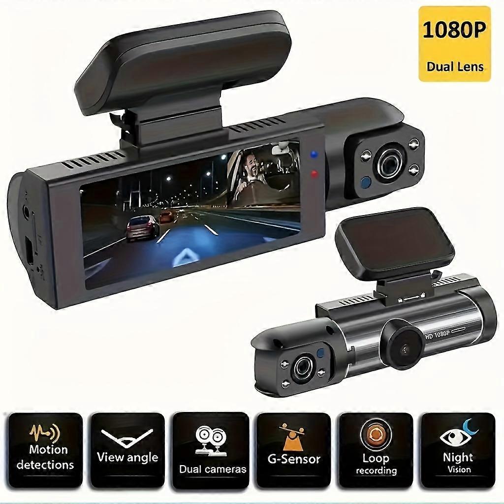 1080P Dual Camera, Dash Cam For Cars, Front And Inside, Car Camera With IR Night Vision, Loop Recording, Wide Angle Car DVR Camera With 3.16 Inch IPS 