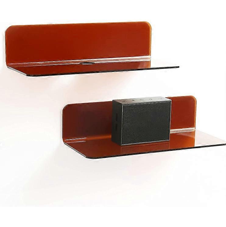 Sett med 2 små selvklebende vegghyllerBrown)