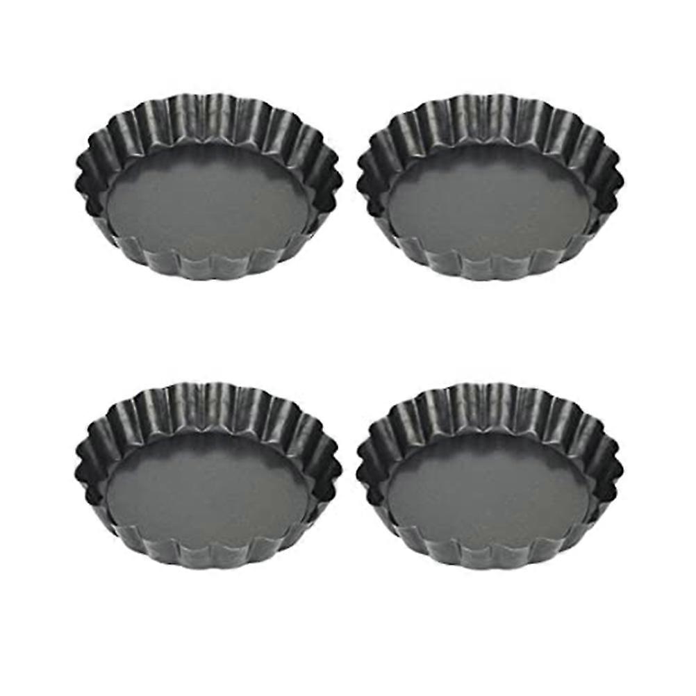4pcs Quiche Pie Baking Pan Round Pizza Pan Pie Baking Pan with Loose Base
