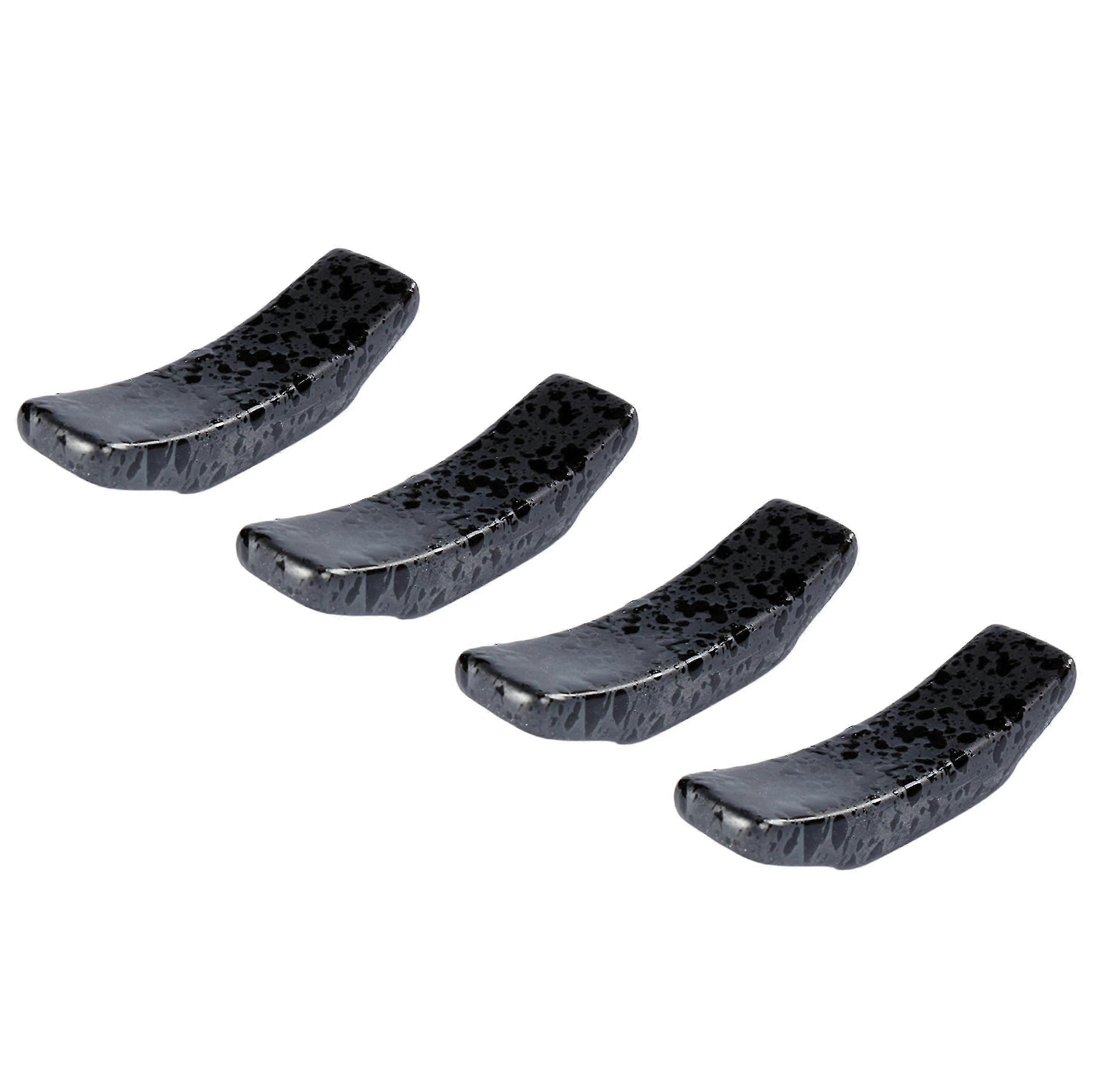 Essstäbchen Halter Set von 4 Keramik Essstäbchen Stand Rest Rack Löffel Gabel Messerhalter Set (schwarz)