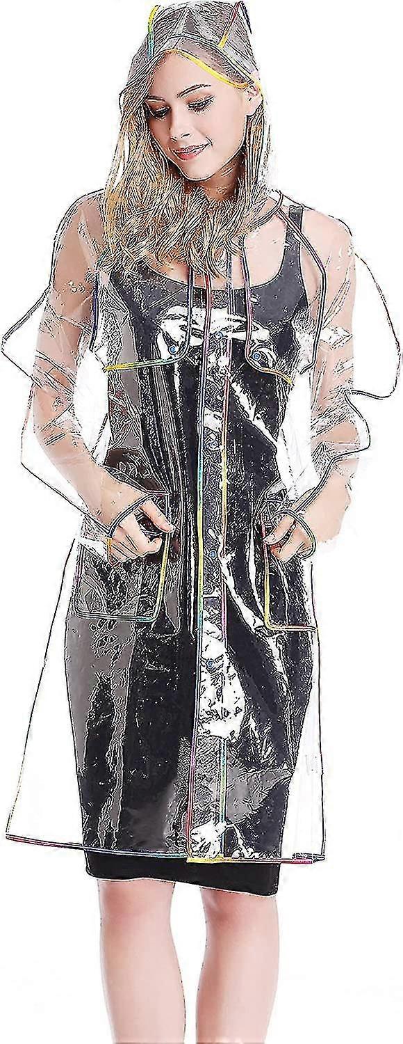 Transparent regnjacka för kvinnor, regnponchos för vuxna, vattentäta regnjackor