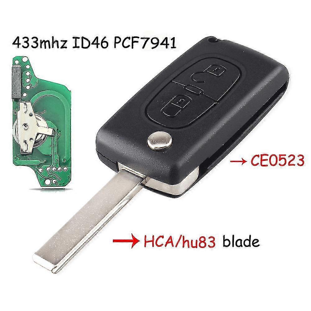 2/3 Buttons Filp Car Remote Key 433mhz For Citroen C1 C2 C3 C4 C5 Berlingo Picasso For Peugeot Id46 Ce0536 Va2/hu83