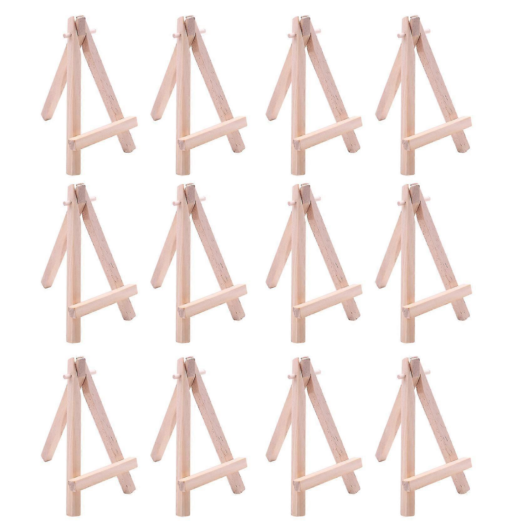 12 Pack 5 Inch Mini Wood Display Easel Natural Wooden Tripod Holder Stand For Displaying Small Canv