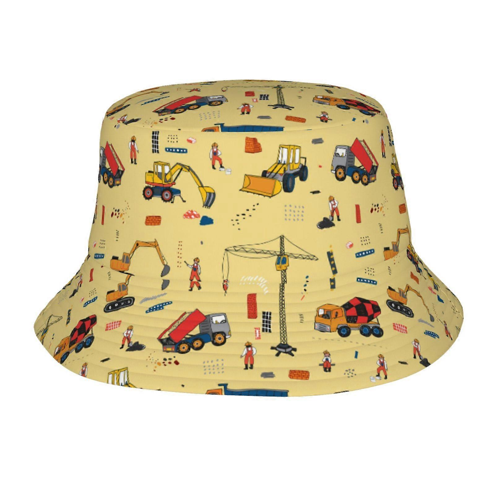 شاحنات البناء نمط دلو قبعة للنساء الرجال قبعات الشمس شاطئ الصيد كاب للجنسين السفر في الهواء الطلق قبعات