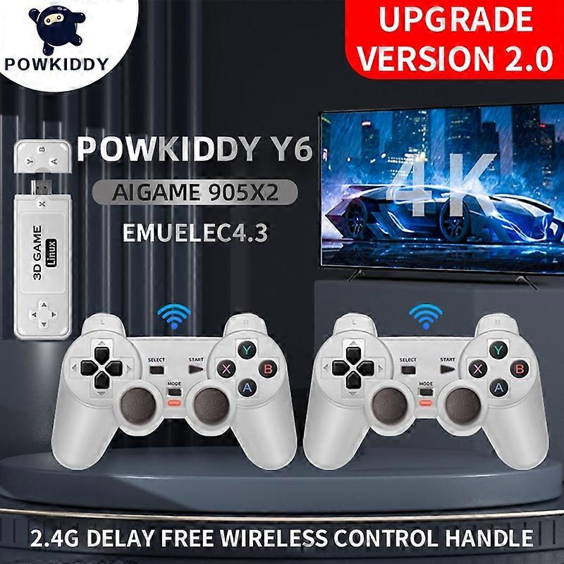 Powkiddy Y6 2.4G Wireless Game Tv Stick Retro PS1 Family 4K HD Portable Video Game Console Support Multiplayer 10000 Games