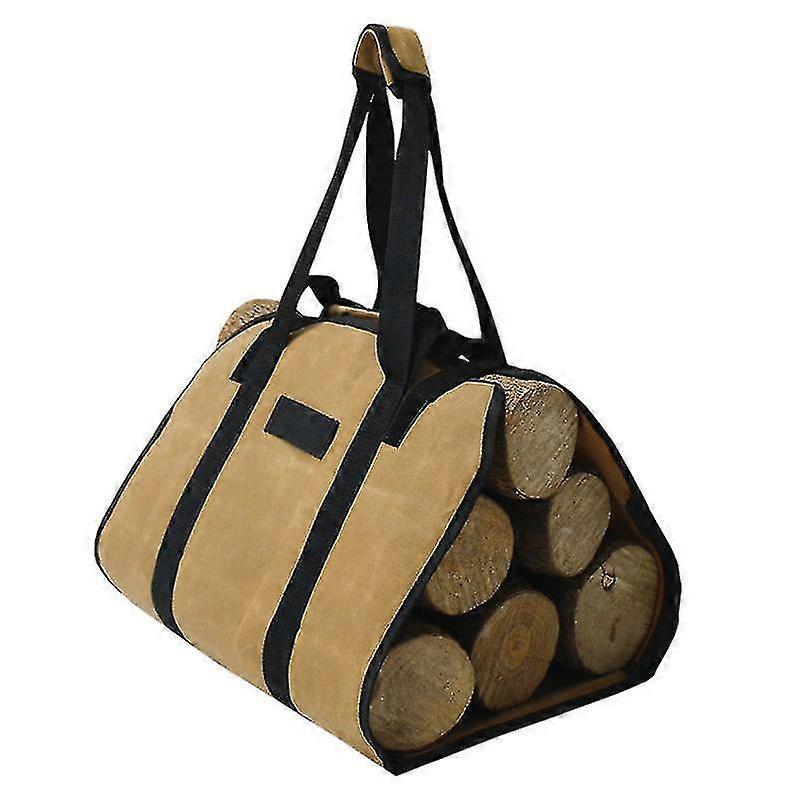 Fireplace Carrier Waxed Canvas Waterproof Large Portable Firewood Holder Bag Log Carrier Tote For Garden Logging Firewood Logs Tote Log Holder