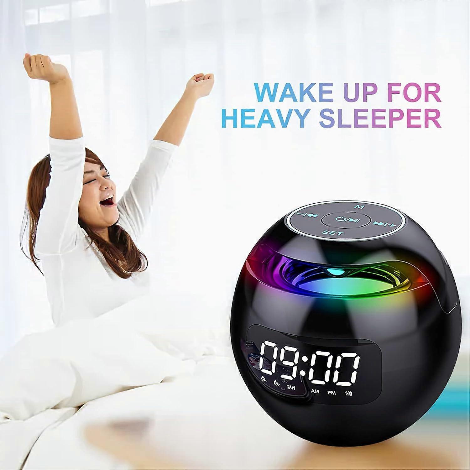 LED Display Alarm Clock Modern Ball Music Speaker Radio Music Player Clock TF/FM