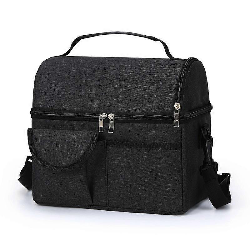 8L Insulated Waterproof Lunch Bag 2 Compartments Large Capacity Lunch Bag with Detachable & Adjustable Shoulder Strap for Women Men Adults Kids for Wo