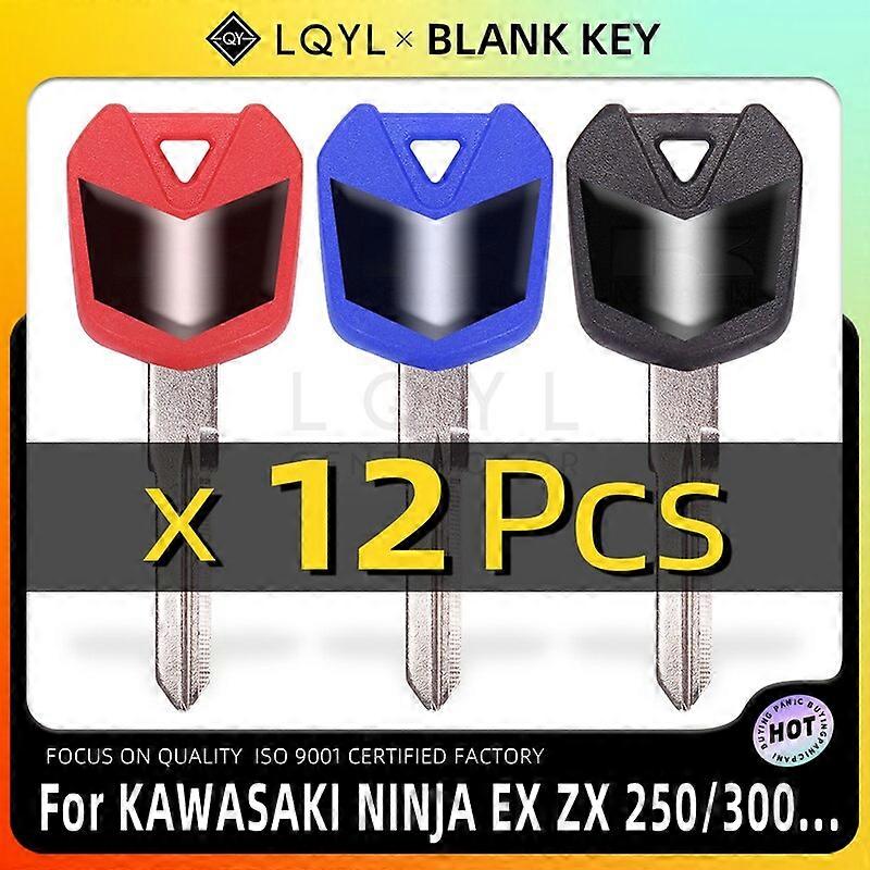 12Pcs Blank Key Motorcycle Replace Uncut Keys For Kawasaki 250 ZX250R EX250 300 ZX300R EX300 250 300 650 R S Motorcycle Knee & Shin Guards