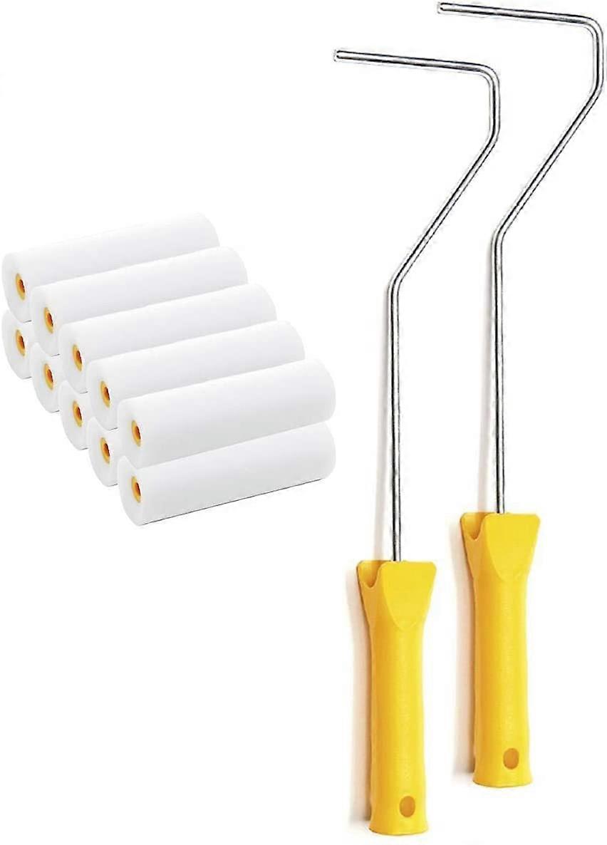 Set of 10 paint rollers of 10 cm + 2 hangers