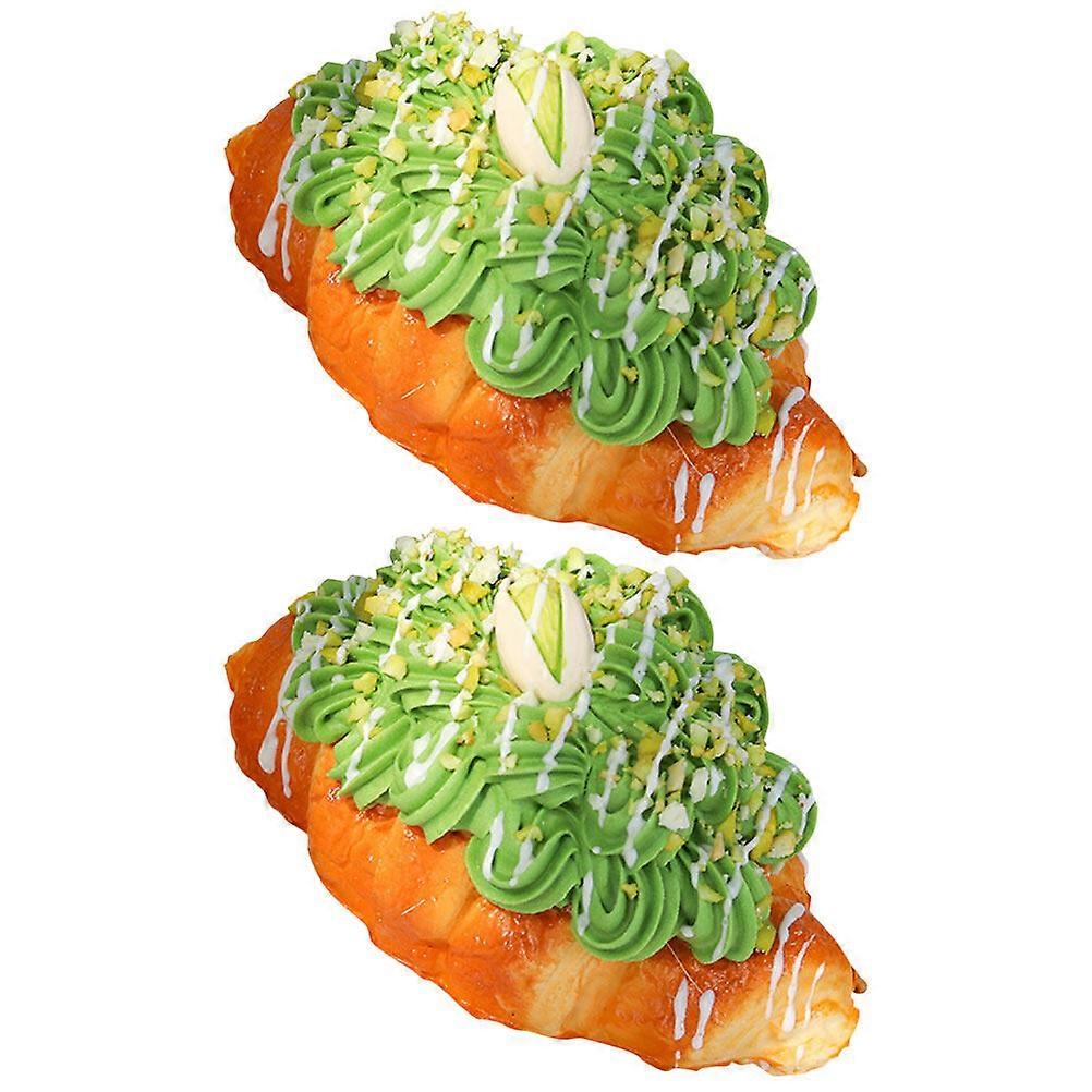2pcs Artificial Croissant Fake Bread Simulation Bread Model PU Bread Photography Prop
