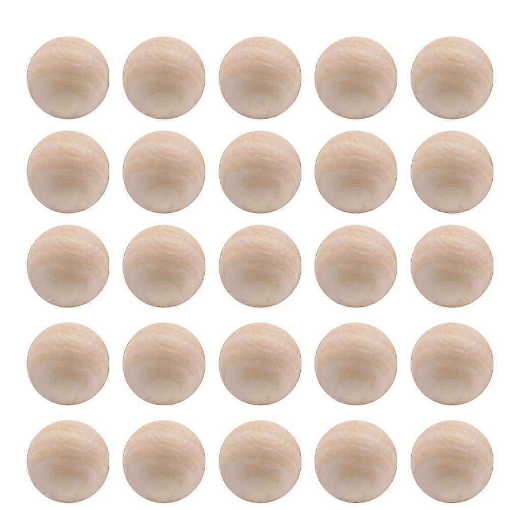100 Pcs 20MM Grand Lotus Bois Rond Mini Boule Solide Perles DIY Peinture Sculpture Artisanat Accessoires Sans Trou (Couleur Bois)