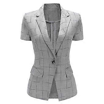 upouusi Ladies Business Casual lyhythihainen ruudullinen lyhythihainen bleiseri
