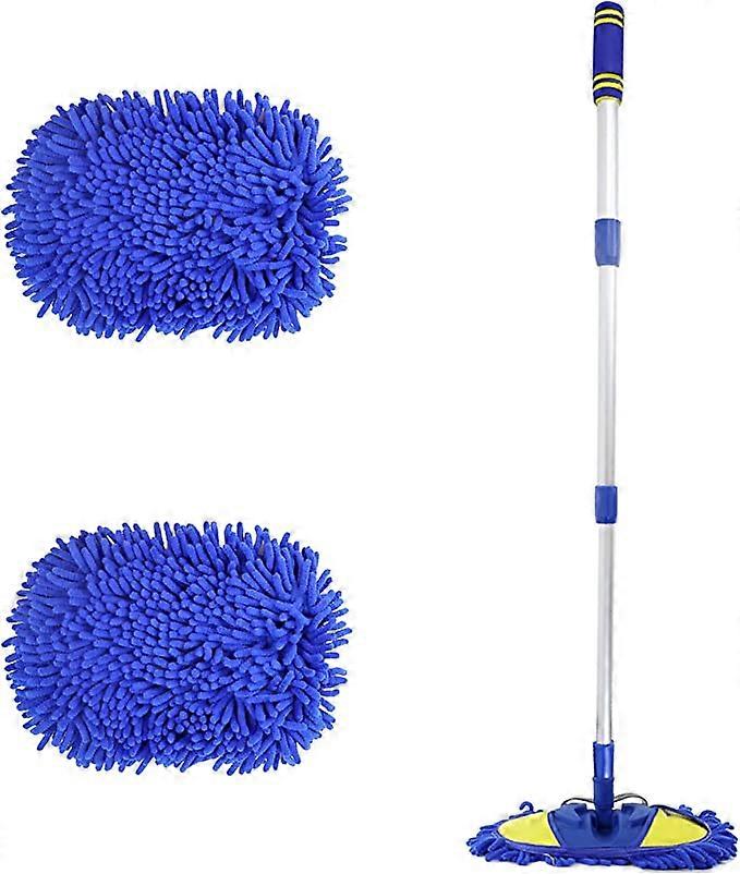 Chenille Microfiber Car Washing Kit Mop Mitt with 46" Long Handle, Car Wash Brush Duster Scratch Free Cleaning Supplies for Washing Truck, Car, RV, wi