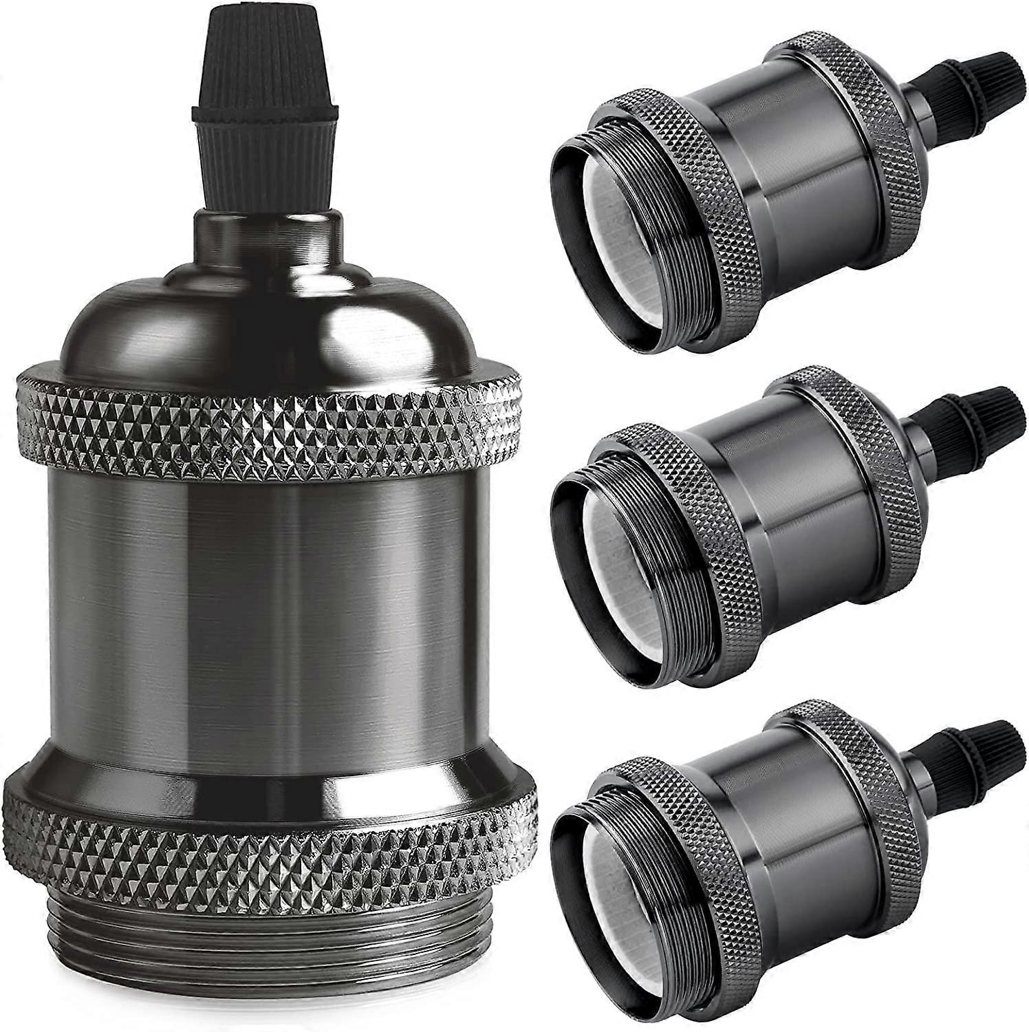 Vintage E27 lamp socket, Edison retro pendant lamp, Solid ceramic adapter, 4 Pieces black pearl socket