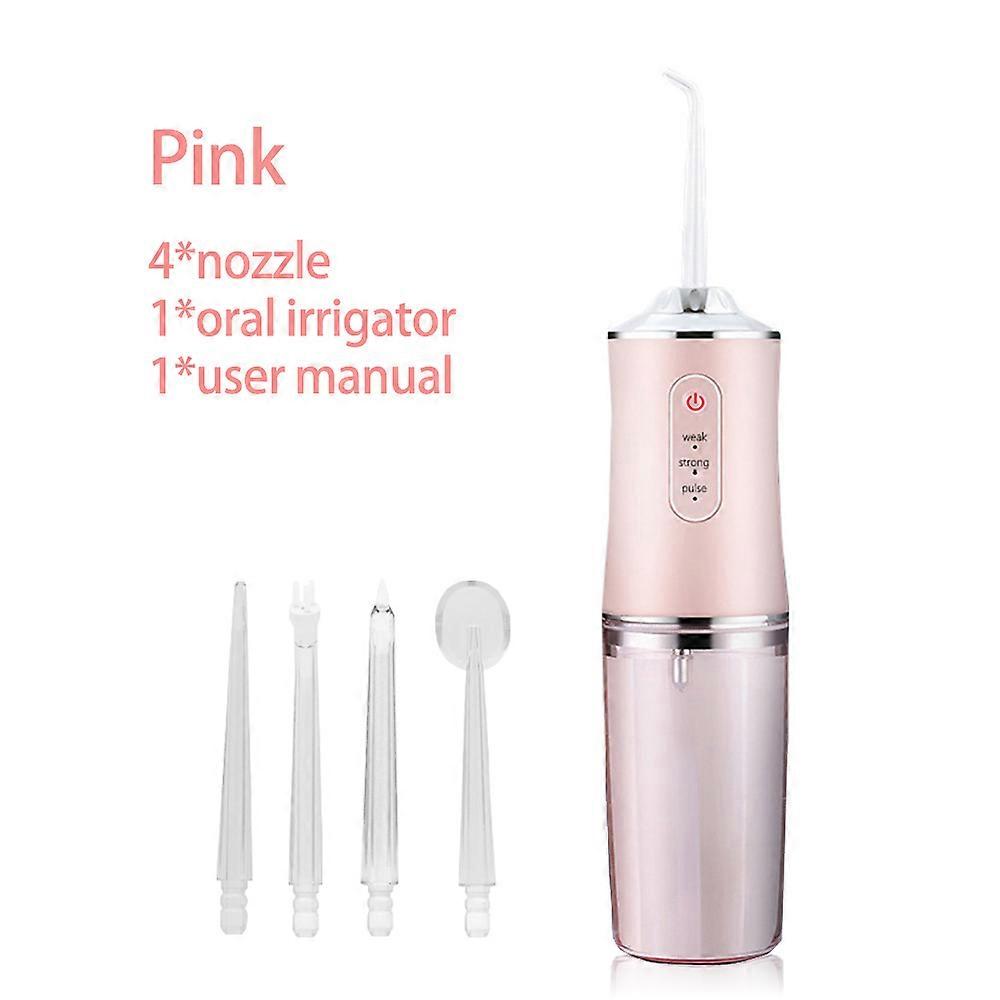 Oral Irrigator Portable Dental Water Flosser USB Rechargeable Water Jet Floss Tooth Pick 4 Jet Tip 220ml 3 Modes