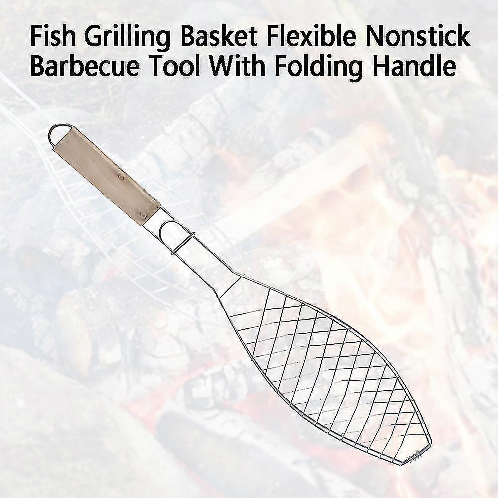 Fish Grilling Basket Flexible Nonstick Barbecue Tool With Folding