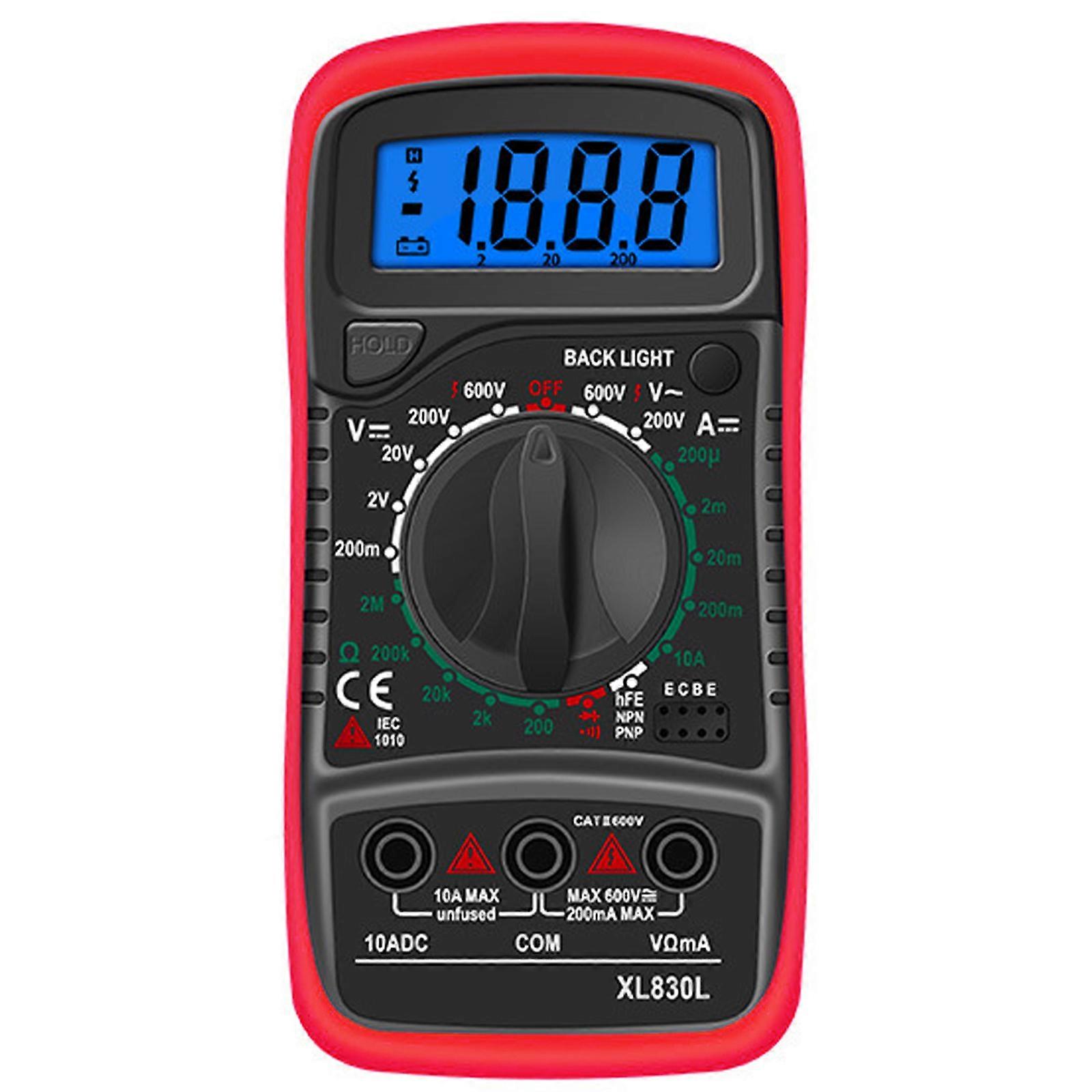 2023 New Digital Multimeter Portable AC Home Tool Test Line Ammeter Voltmeter Black Tester Meter Red ABS Yellow PVC LCD Backlight