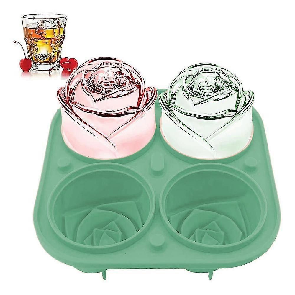 Whiskey Cocktail Ice Tray, Rose Ice Cube Molds For Beverages, Green