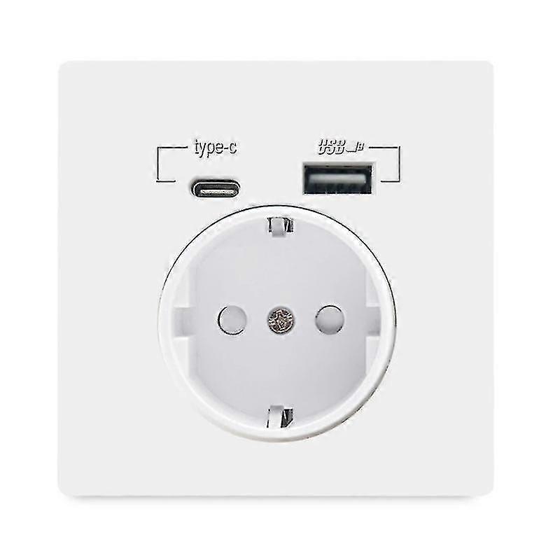 Eu Standard 16a Wall Charger Adapter Socket Usb Type A Type C Charging Power Adapter Socket Schuko Plug Socket