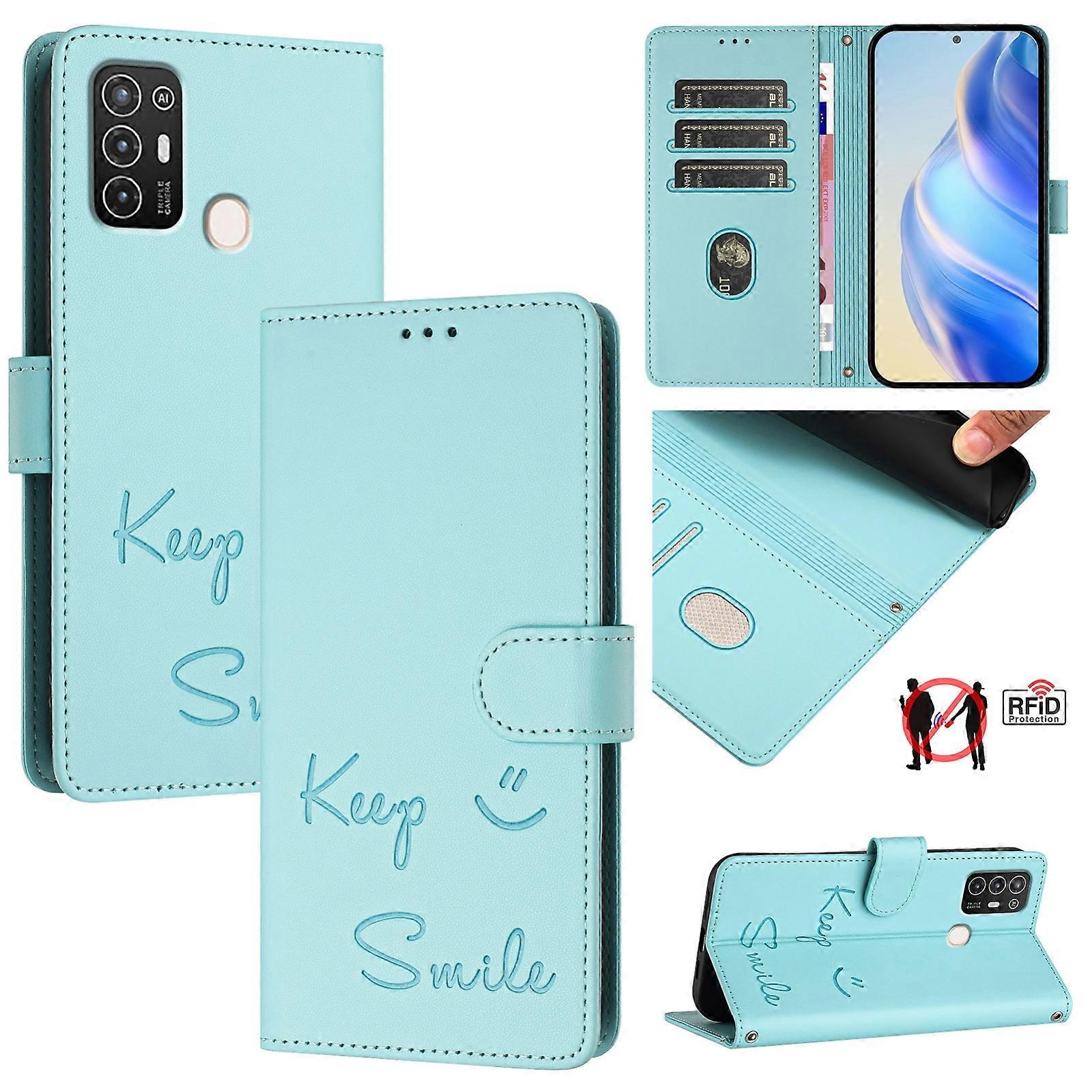 Smile RFID Leather Phone Case For ZTE Blade A52