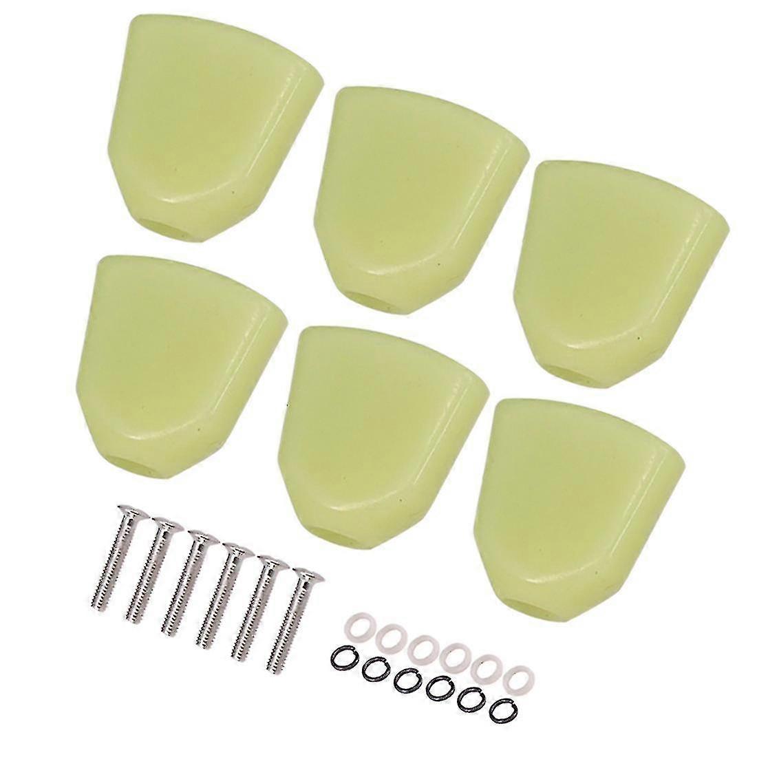 6 Pcs Jade Green Trapezoid Guitar Tuning Peg Key Tuners Handle Caps