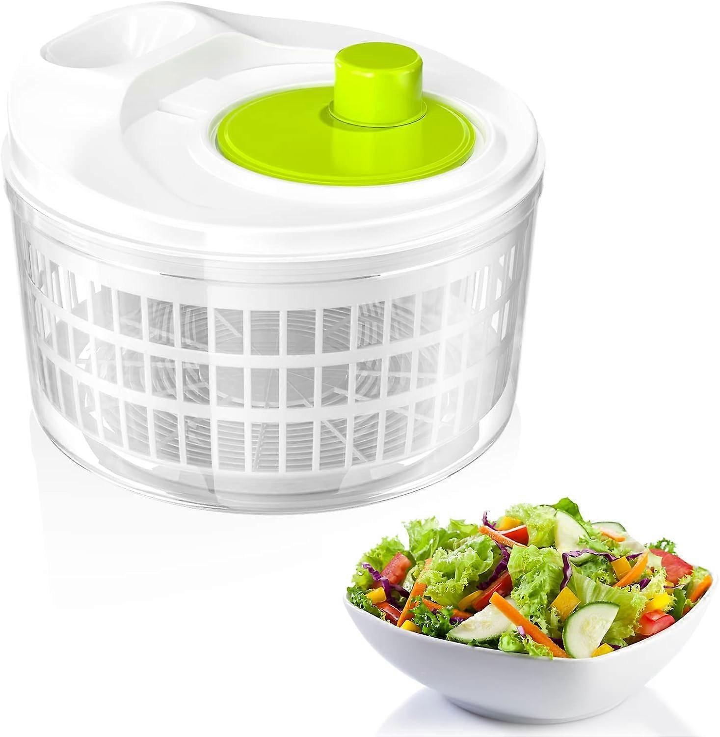 Salad spinner with lid, salad spinner with crank drive and 3 liter salad bowl and strainer, for washing and drying salad, vegetables