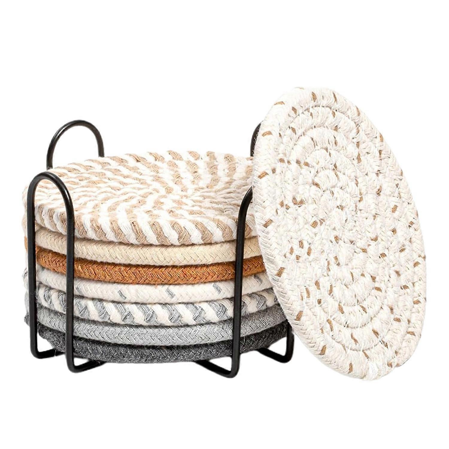 1 Set Coaster Absorbent Durable Scratch-resistant Placemat with Holder for Home Dining Table