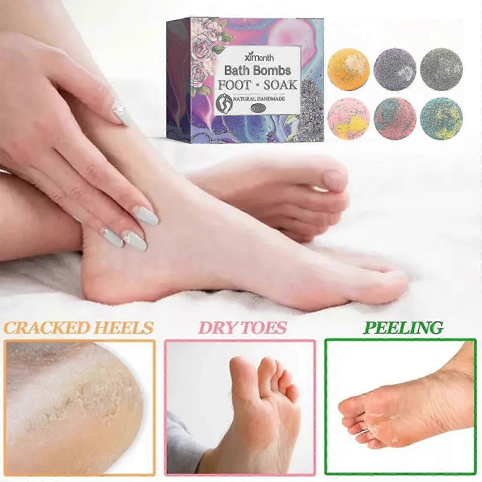 6 قطع قنابل حمام القدم ، مجموعة هدايا قنابل حمام القدم الطبيعية مع الزيوت الأساسية ، قنابل حمام القدم للنساء والرجال الرياضيين R