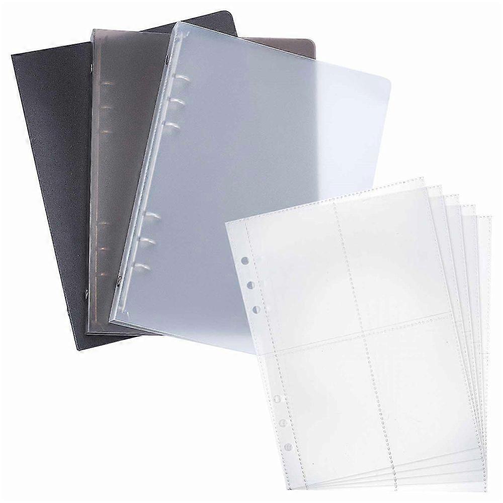 Plastic A5 Blank Binders 6 Ring Loose-Leaf Binder Cover with PVC Pockets Photo Strorage Album Sleeves Pages Sheets Mixed Color Sheets: 21x15.5x0.03cm