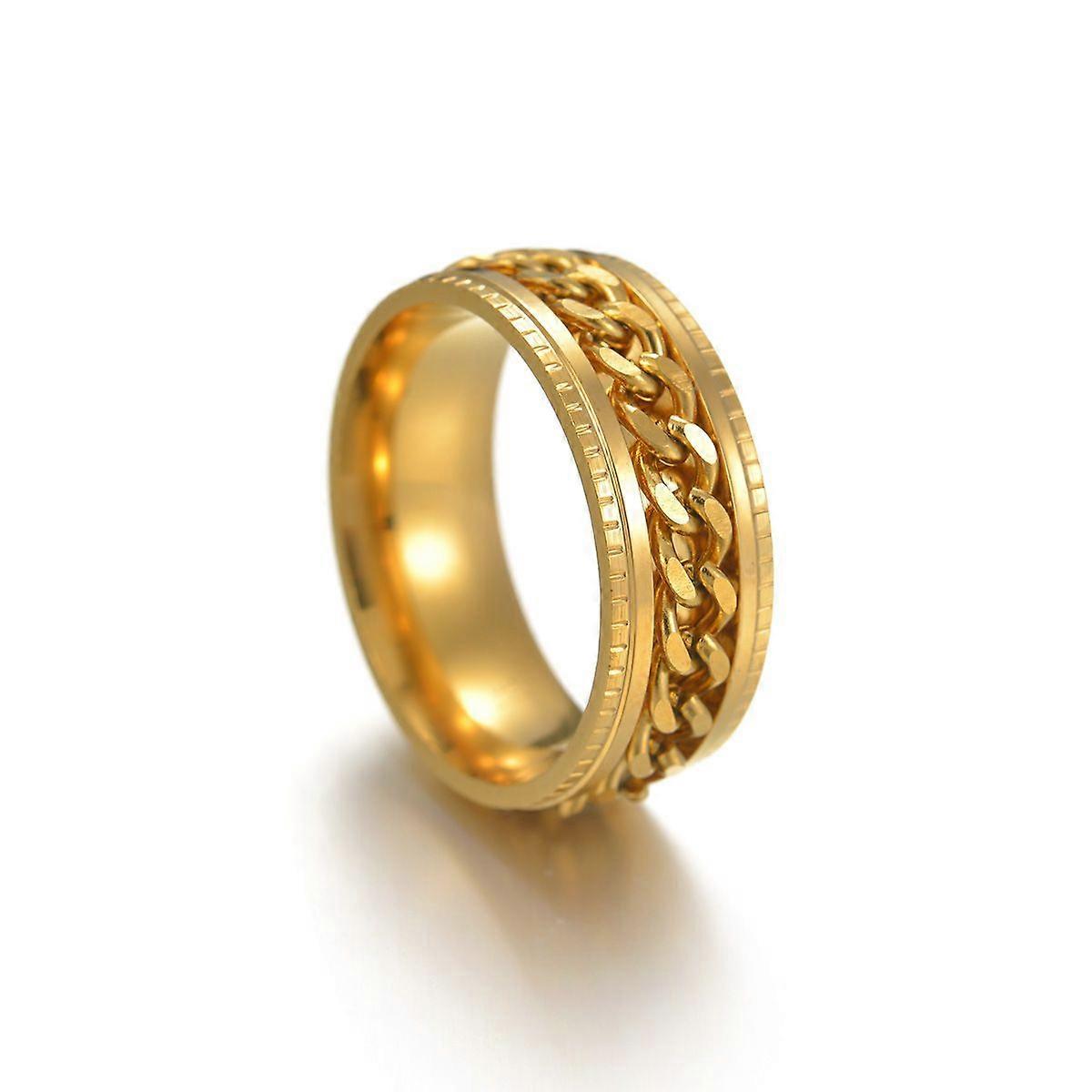Anneau Spinner pour homme pour le soulagement de l’anxiété - Incrustation d’incrustation de bague d’anxiété noire en acier inoxydable Bijoux de chaîne de trottoir Taille du cadeauCirconférence 70mm Diamètre22.3mm