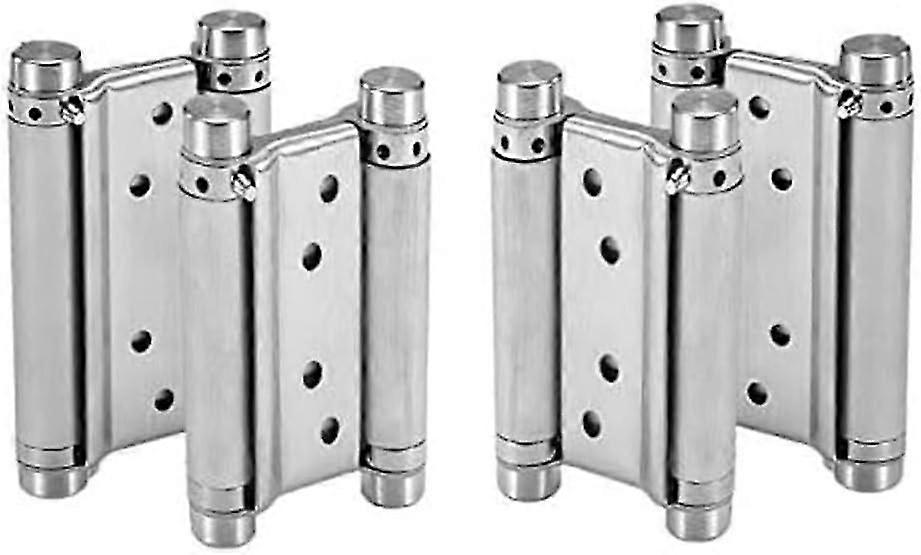 Double-Acting Spring Hinges (4 Pack) - Self-Closing, Ideal for Cafe and Salon Doors, Smooth Closing with Double-Elastic Buffer, Perfect Replacement Hi