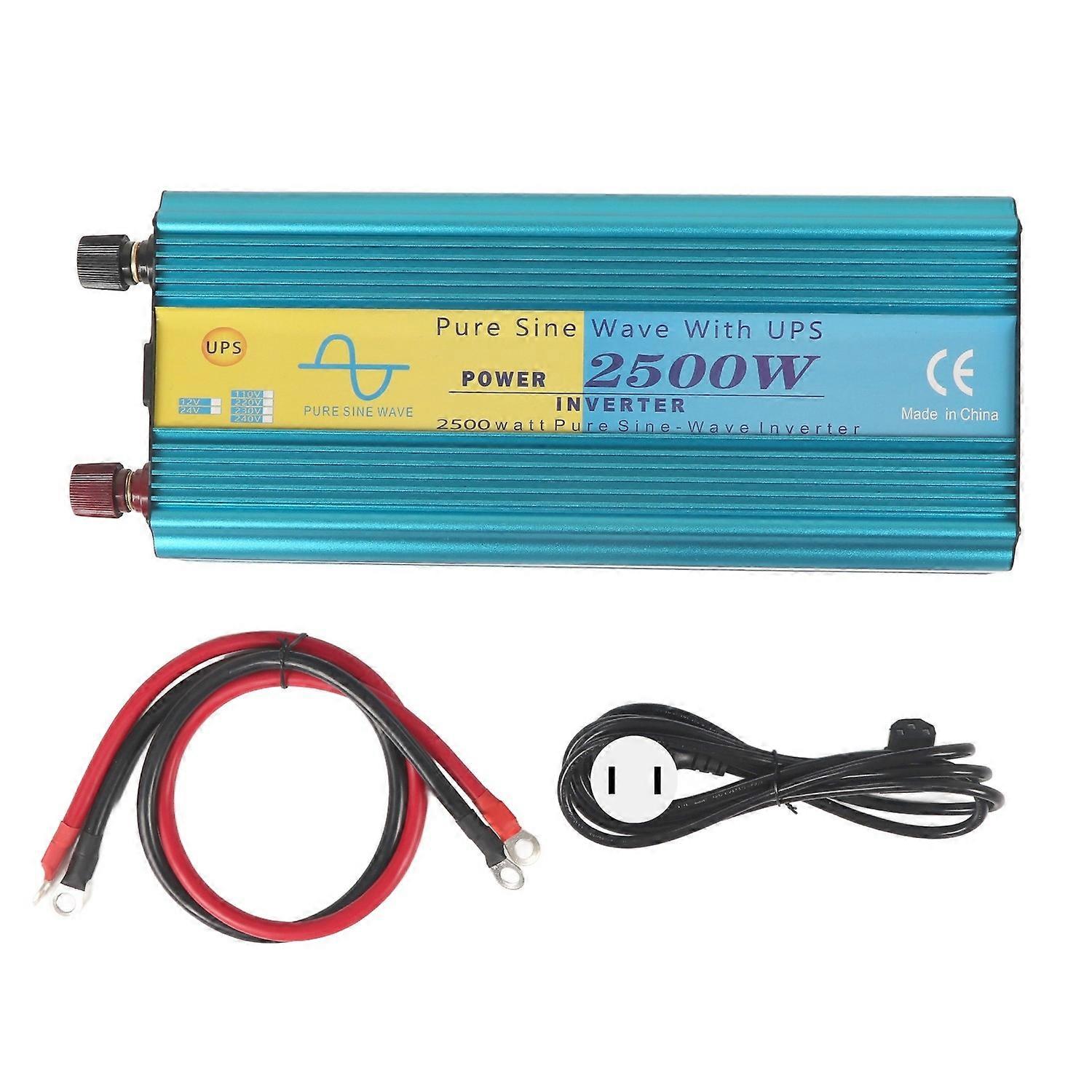 Pure Sine Wave Power Inverter 2500W LCD Display Screen 5V 2.1A USB Port Car Power Inverter for Solar