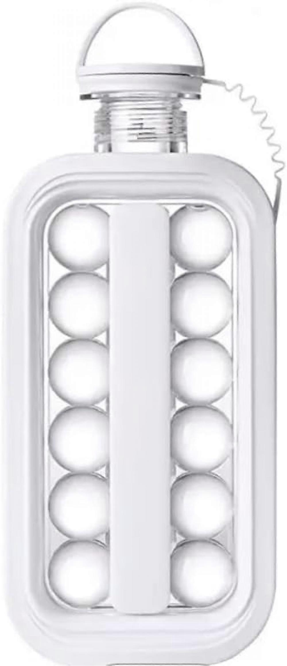 Ice Cube Making Bottle - BPA Free - Ice Tray - Ice Ball Mold - 2 in 1 - Freezer Safe (White)