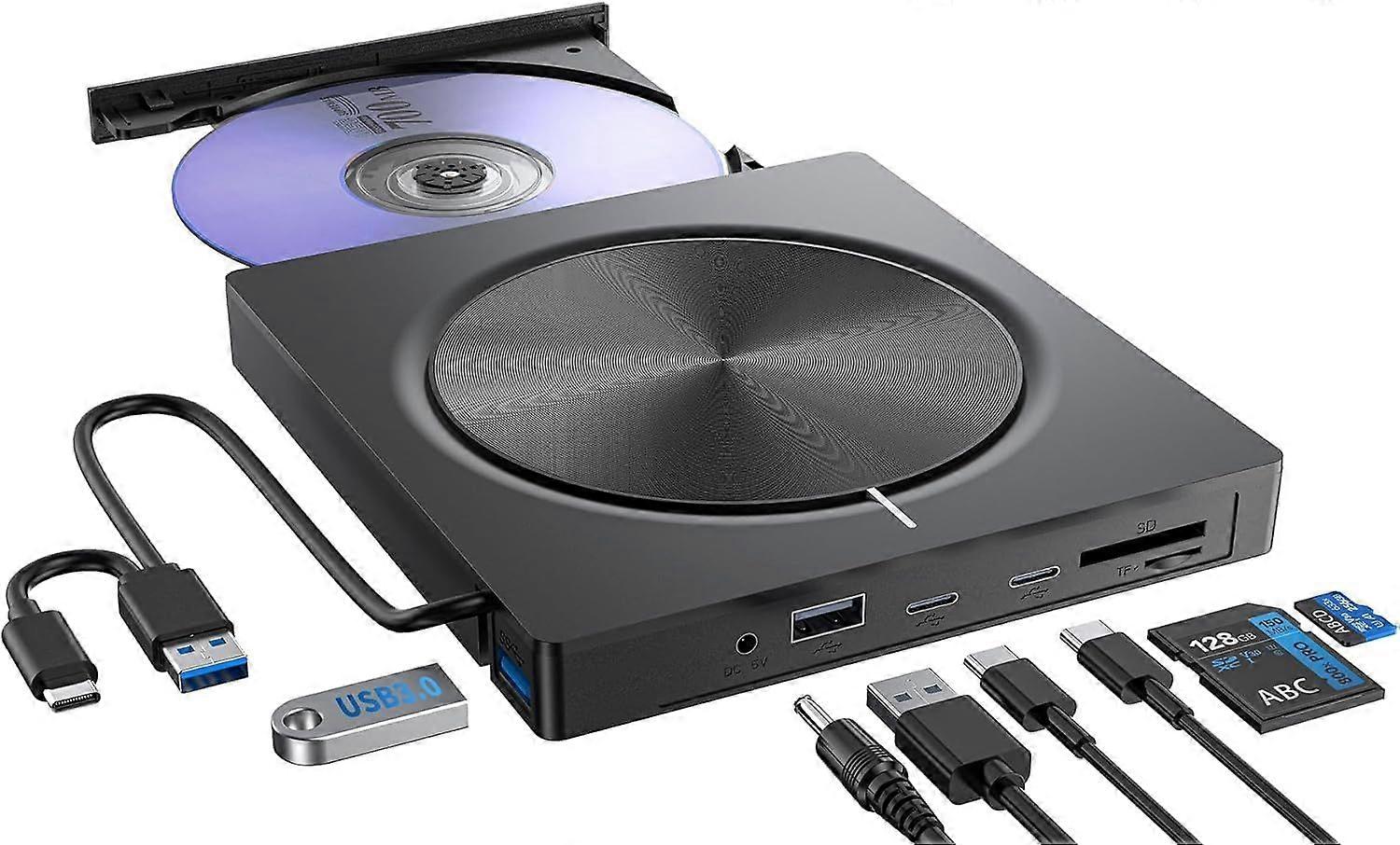 External CD/DVD Drive YUYSAN A-036E 8 in 1 DVD Player for Laptop,USB 3.0 Portable DVD Reader Writer ROM Drive  for Laptop