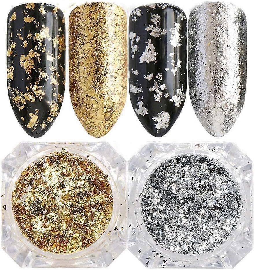 4pcs* Nail Glitter Powder - Gold, Silvermake up