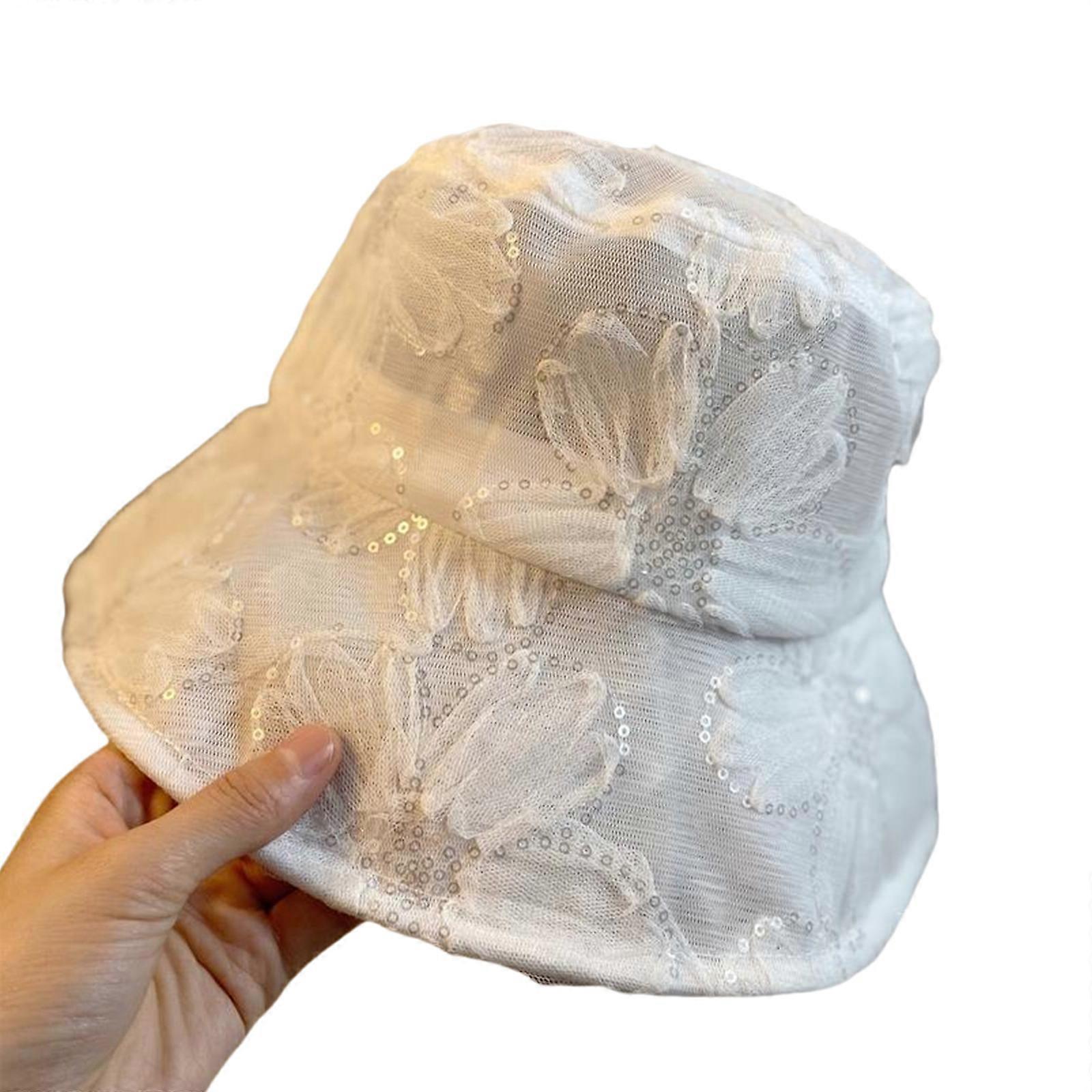 Meshes Breathable Sun Hat Outdoor Sunscreen Hat Shopping Leisure Basin Hat for Stylish Outdoor Activity  White