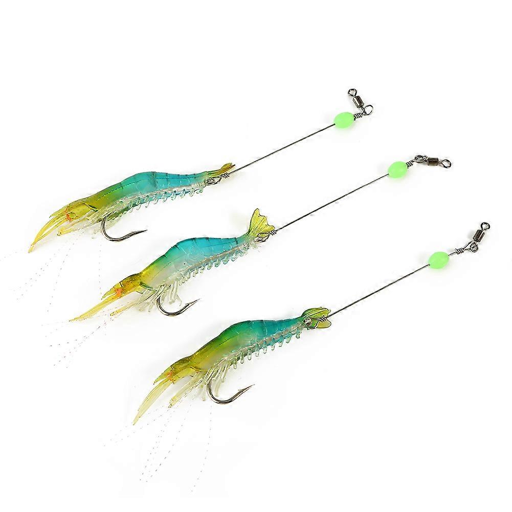 3pcs Soft Lures Shrimp-type Bait For Freshwater and Saltwater (blue)
